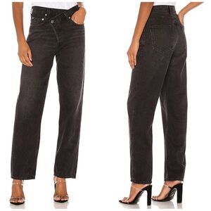AGolde Criss Cross Denim Black Jeans 31 Straight